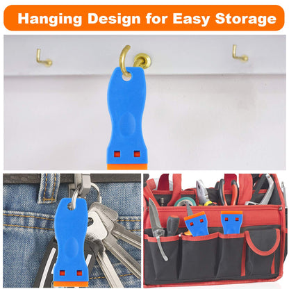 KUSUFEFI Plastic Razor Blade Scraper, 2PCS Scraper Tool with 60PCS Plastic Blades, Cleaning Scraper Remover for Stickers, Decals, Adhesive, Labels, Paint, Glass, Car, Window, Caulk, No Scratches