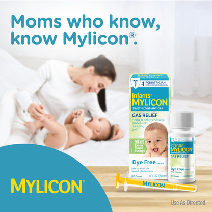 MYLICON Infants Gas Relief Drops for Infants and Babies, Dye Free Formula, 1 Fluid Ounce