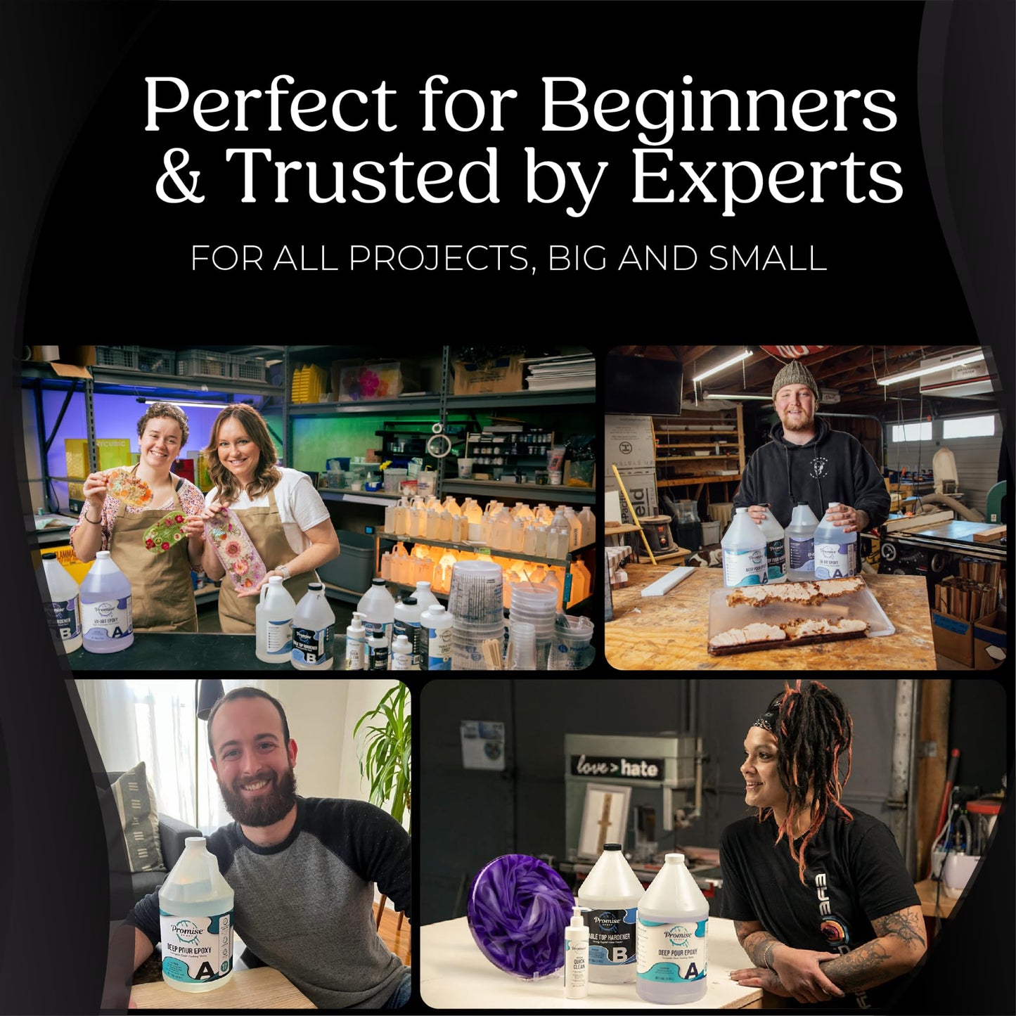 Promise Epoxy UV Art Resin 16 Oz Kit – Crystal Clear Table Top Epoxy with Superior UV Resistance, Perfect for Casting, DIY Projects, Jewelry Making, Home Décor, and Other Arts and Crafts