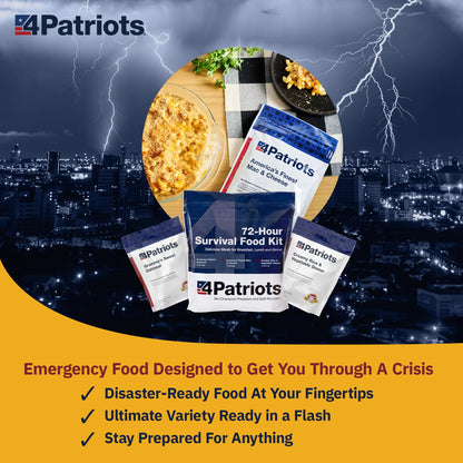 4Patriots 72-Hour Survival Food Kit: Emergency Food Supply Designed to Last 25 Years, 20 Servings