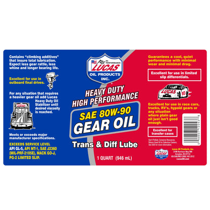 Lucas Oil 10043 SAE 80W-90 Heavy Duty Gear Oil - 1 Quart