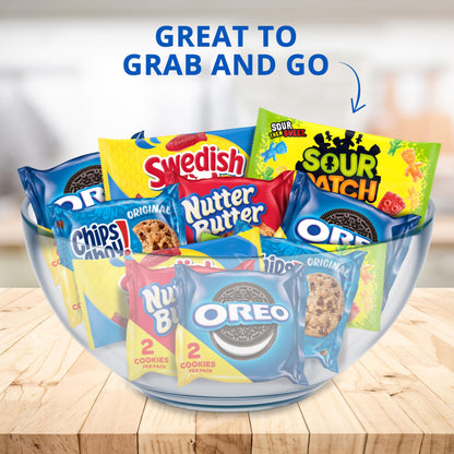 OREO, CHIPS AHOY!, Nutter Butter, SOUR PATCH KIDS & SWEDISH FISH Cookies & Candy Variety Pack, 40 Snack Packs