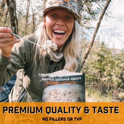 Peak Refuel Biscuits & Sausage Gravy | Freeze Dried Backpacking, Camping & Emergency Prep Food | 2 Servings Pouches