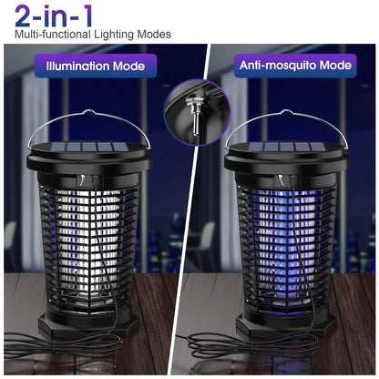 PALONE Bug Zapper for Outdoor & Indoor with 5.5W Solar Panel Charging, Electric Fly Zapper USB Charging Solar Bug Zapper Light for Camping Outdoor, Backyard, Garden