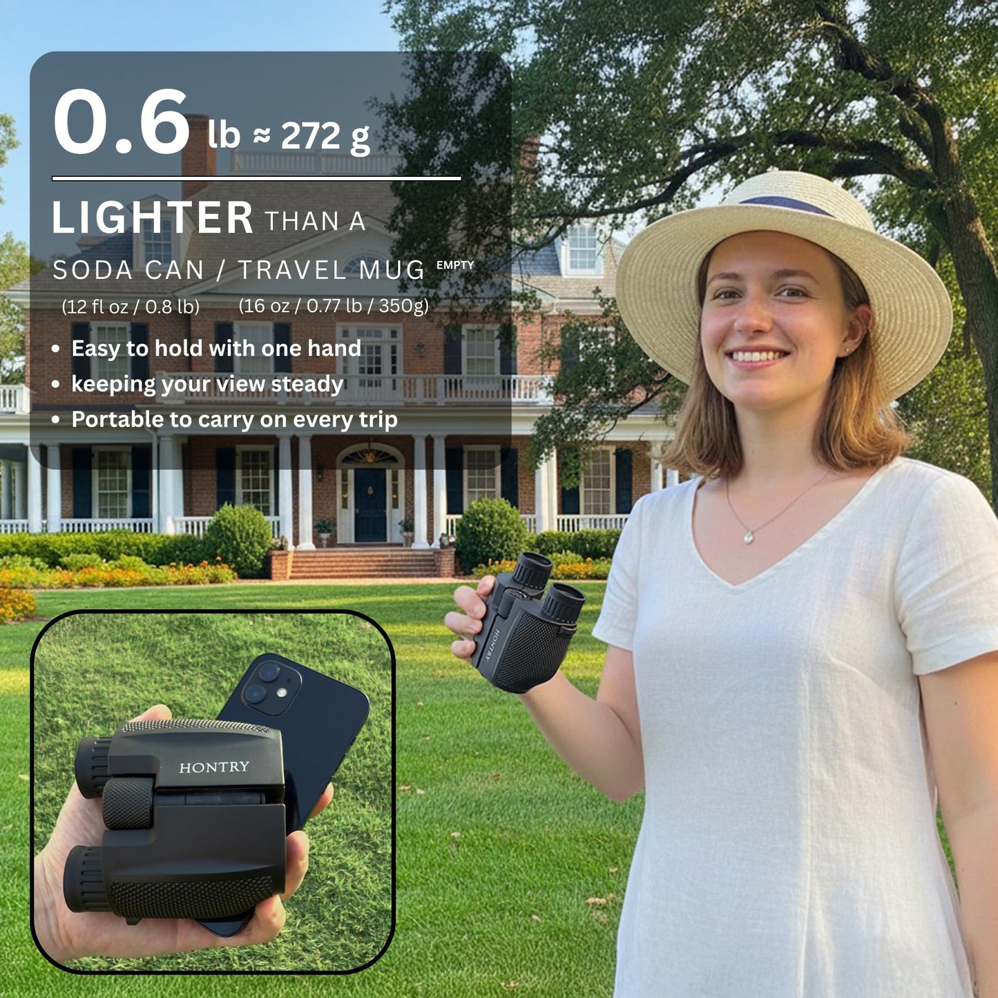 Hontry Binoculars for Adults and Kids, 10x25 Compact Binoculars for Bird Watching, Theater and Concerts, Hunting and Sport Games