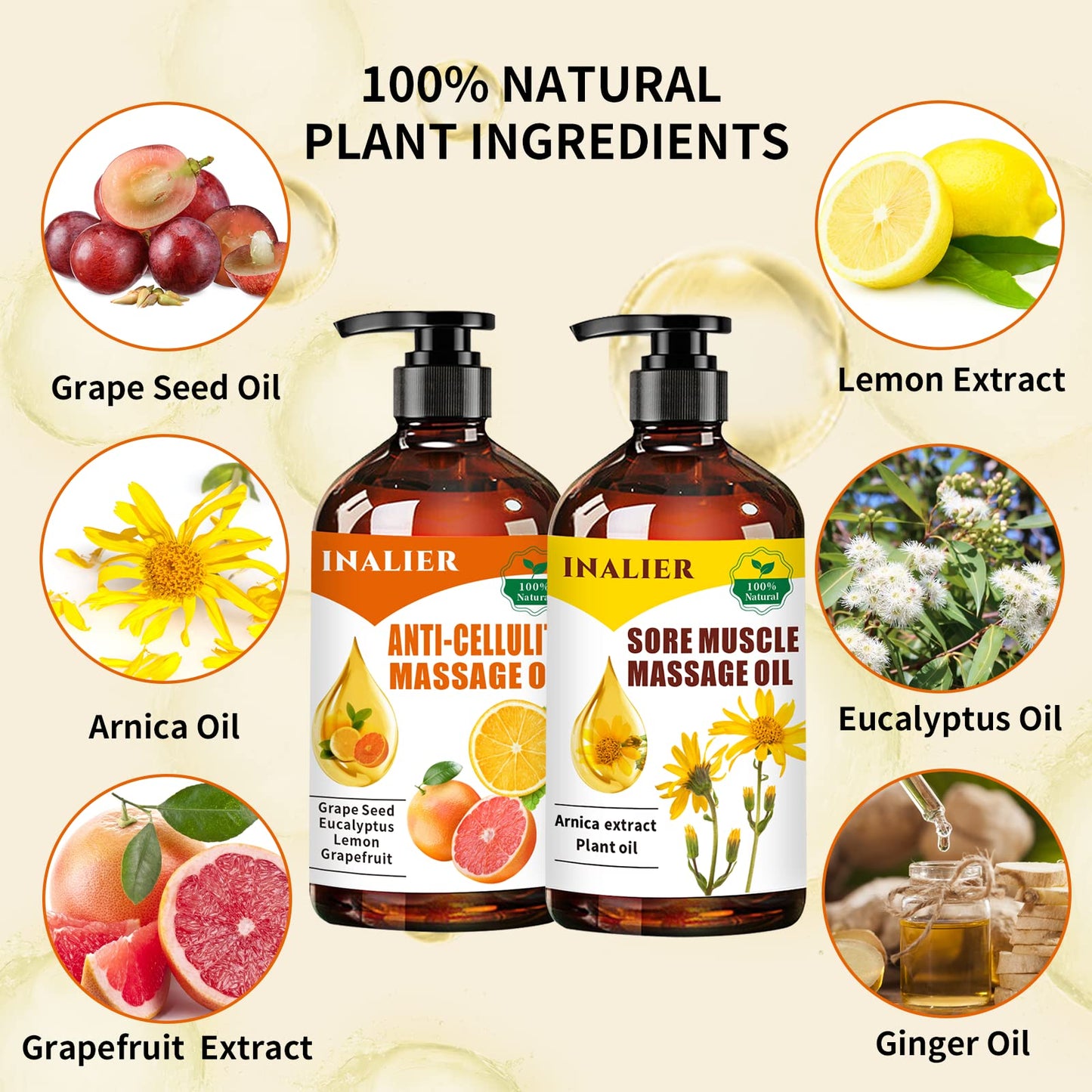 Massage Oils for Massage Therapy,Massage Kit Gifts for Women Men with Arnica, Lavender,Spa Gifts,3 Pack Cellulite,Sore Muscle & Lavender Massage Oils with Massage Ball