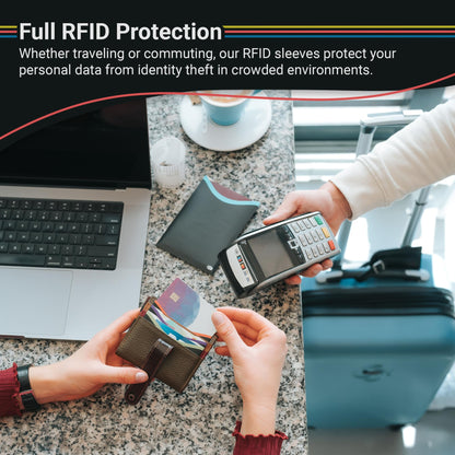 RFID Blocking Credit Card & Passport Sleeves (4 Long Side Credit Card & 2 Passport Protectors) – RFID Blocking Identity Theft Protection, Slim Design – Ideal for Travel and Everyday Use