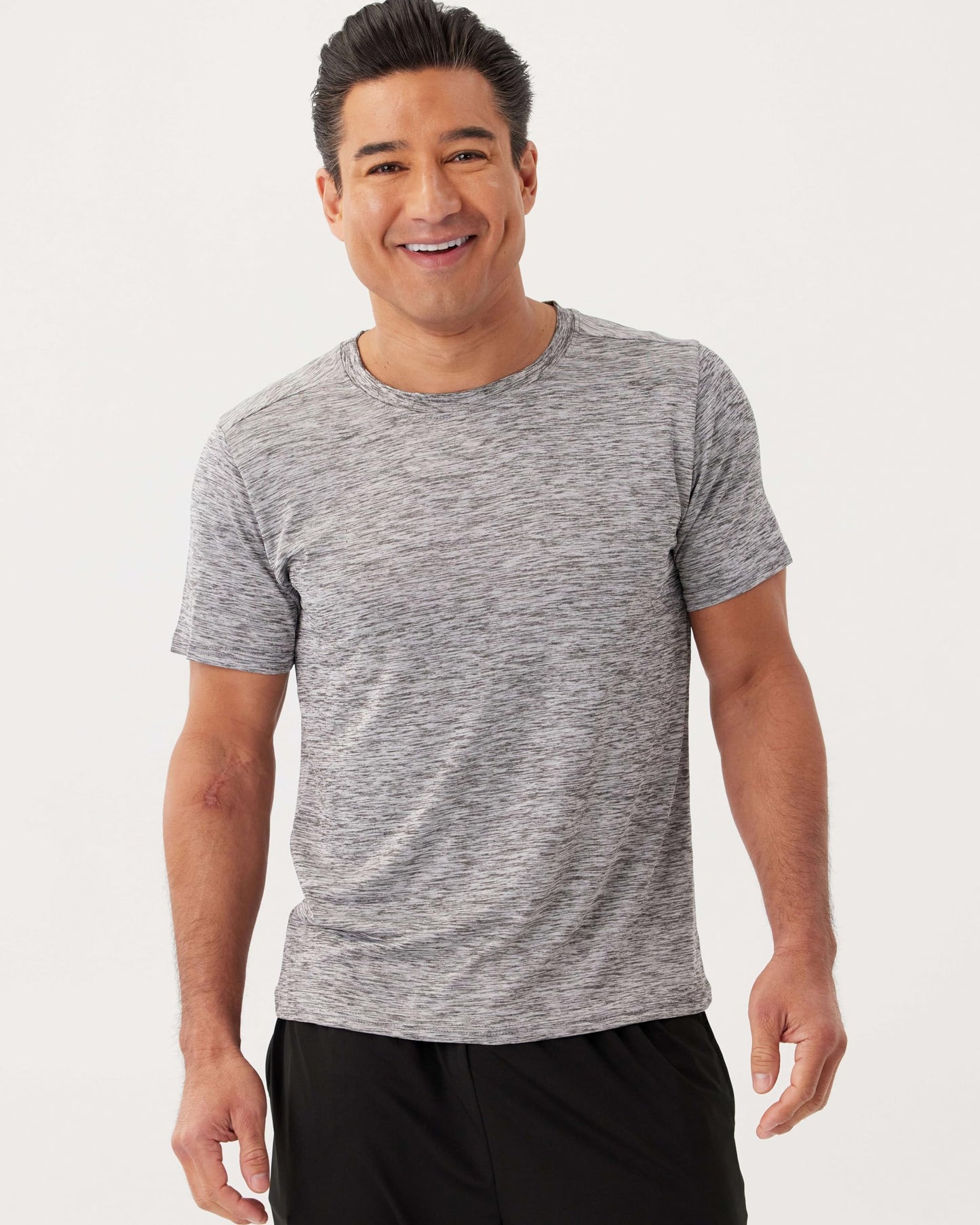 Real Essentials 5 Pack Men’s Short Sleeve Dry Fit T-Shirts – Moisture Wicking Athletic Workout Gym Fitness Casual Tees, Set 1, Medium