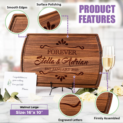 Personalized Cutting Board - Custom Engraved Wood Charcuterie Board - Customized Bridal Shower, Wedding, Engagement, Anniversary and Housewarming Gifts - Best Gift Idea for Couples, Parents, Family