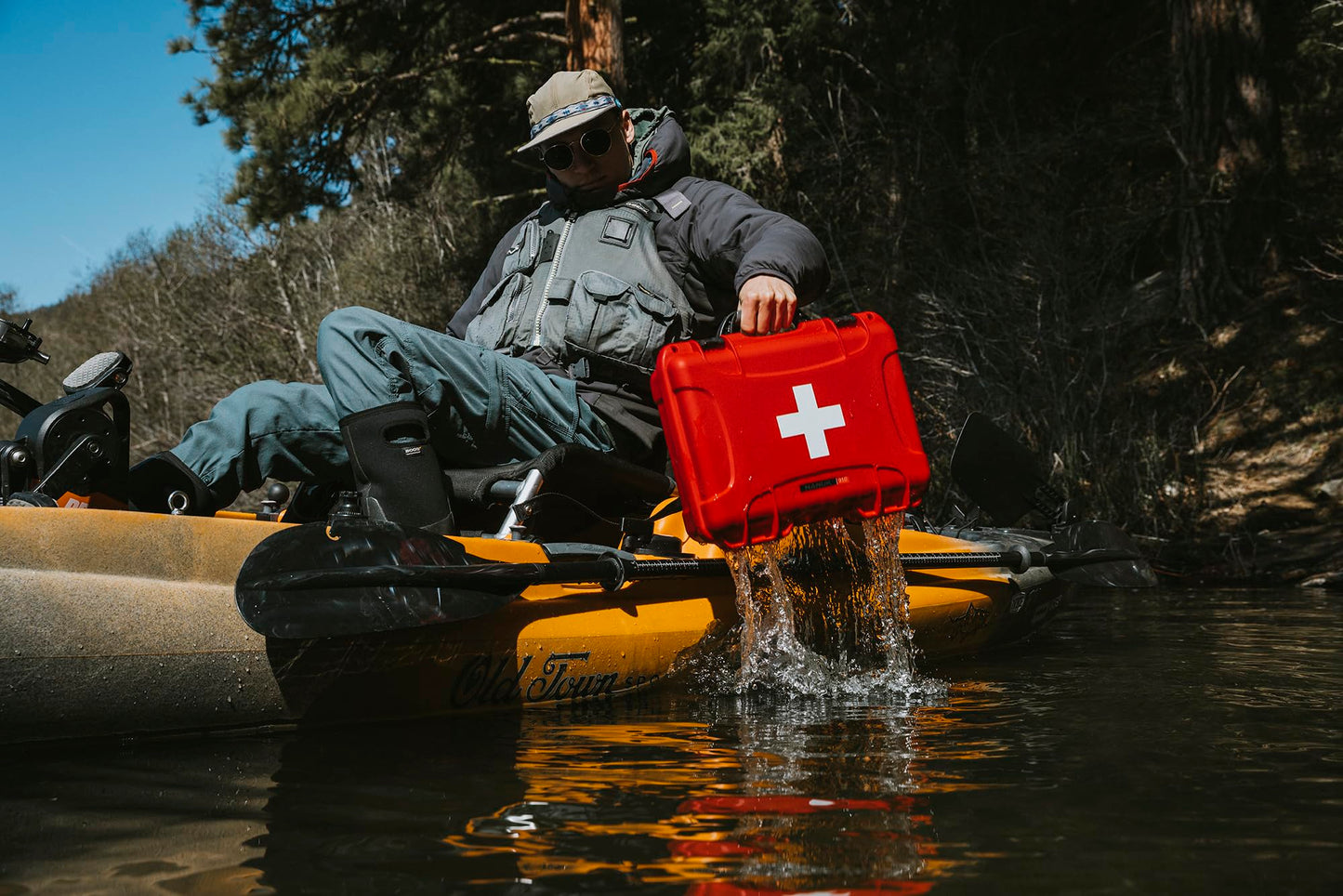 NANUK 903 Waterproof First Aid Box Empty – Durable, Medical First Aid Organizer Case, IP67-Rated, Dustproof, Impact-Resistant, and Floats (7.4" x 4.9" x 3.1") – Red