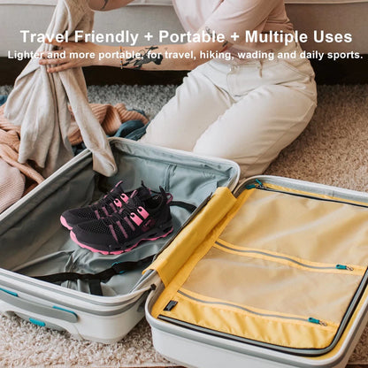 MAINCH Women's Hiking Water Shoes Quick Dry Outdoor Sport Sneakers (Black Rose, Size 8)