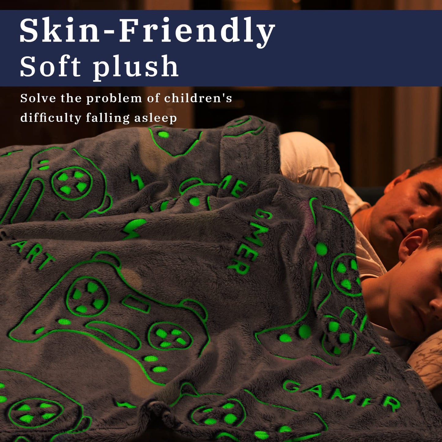 Glow in The Dark Blanket Game Controller Throw Blanket, Toys for Kids Boyfriend, Boys Teen Soft Cozy Gaming Blanket Gamer Gifts Game Decor Blankets for Home Bedroom 80"x60"