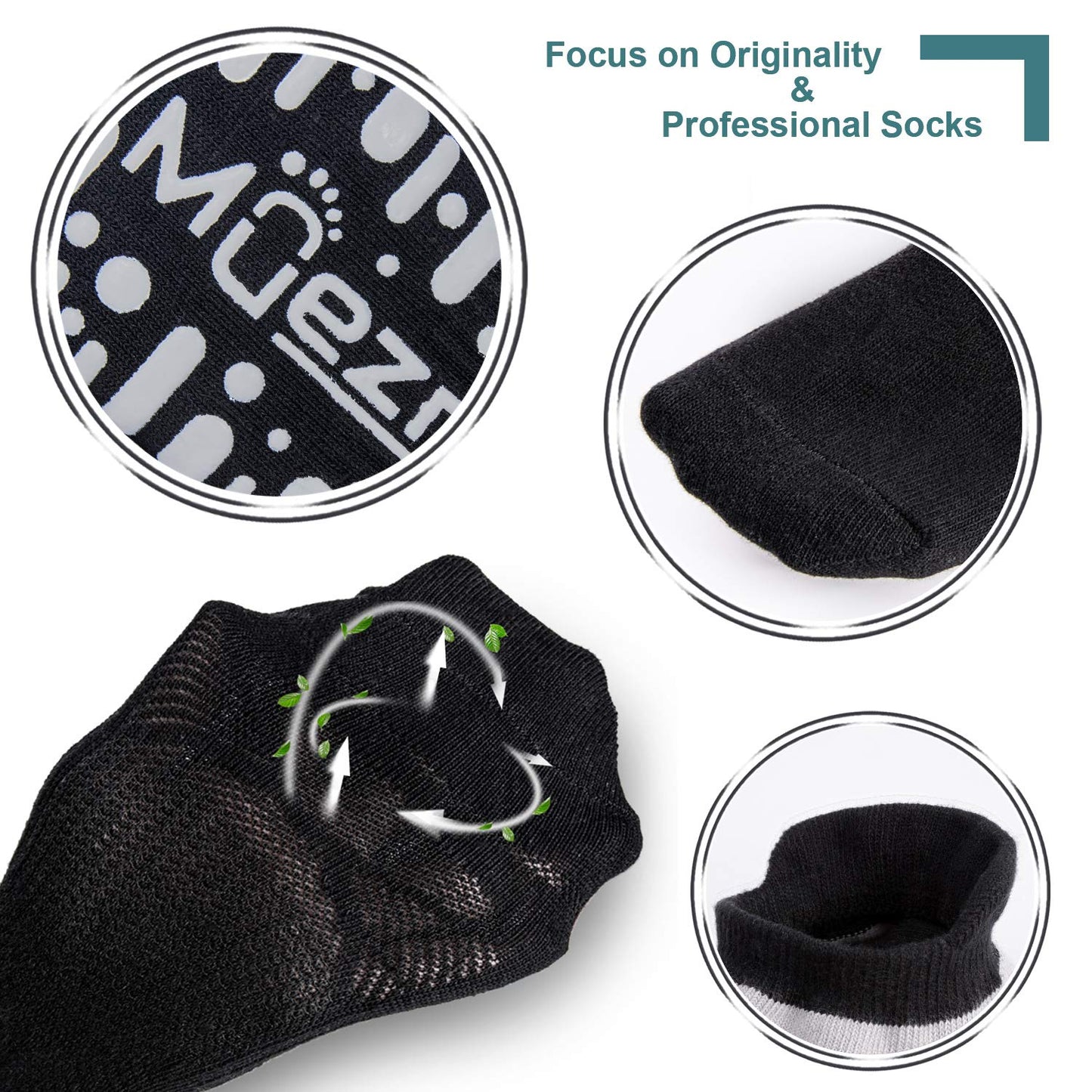 Muezna Non Slip Yoga Socks for Women, Anti-Skid Pilates, Barre, Hospital Socks with Grips, Size 5-10