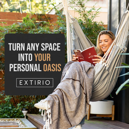 Hanging Hammock Chair Swing – Hanging Chair Outdoor & Indoor - Hammock Swing Chair – Quick & Easy Setup with Hardware Kit – Durable & Spacious Full Body Support – Holds 440 Lbs