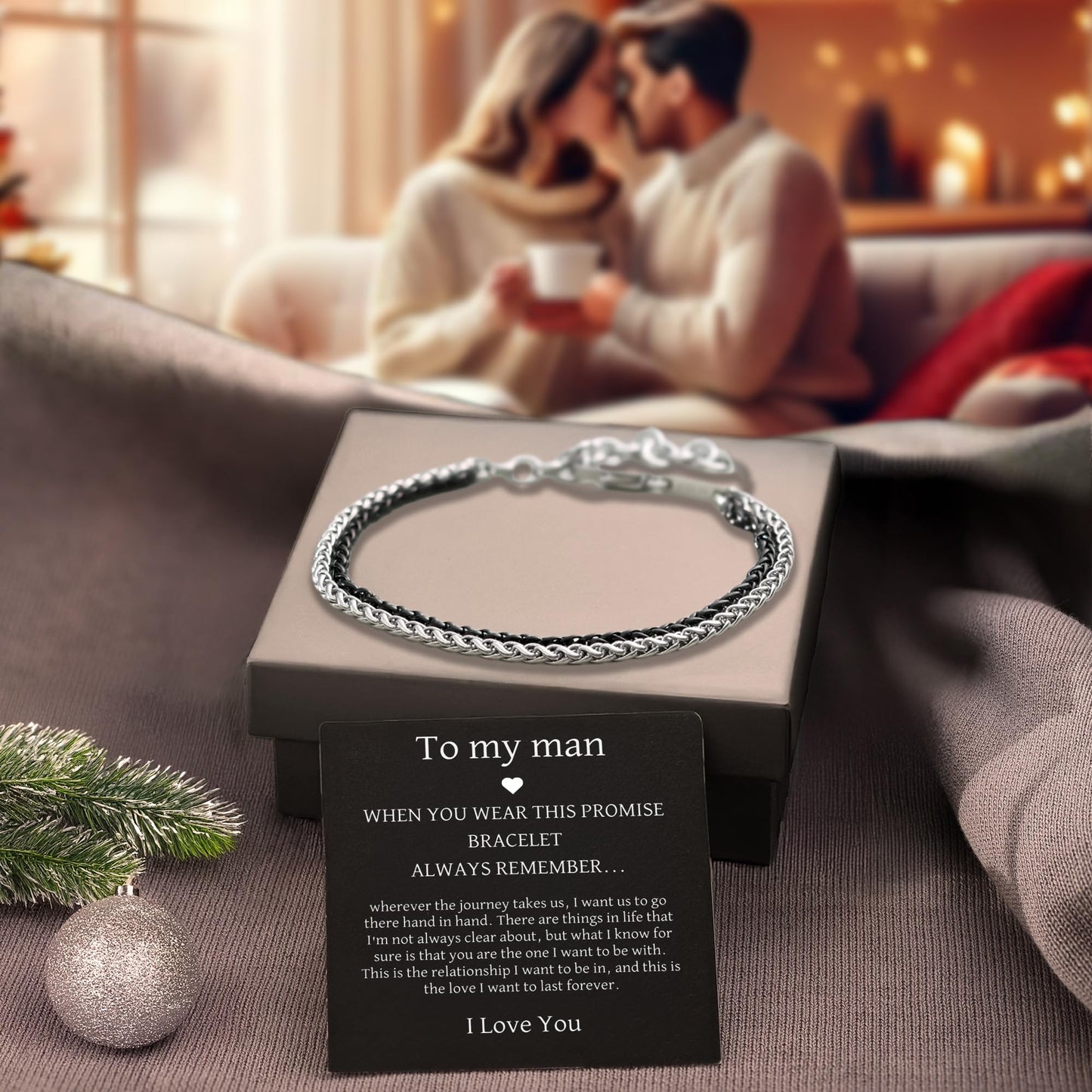 Galis Mens Bracelet - 7" Stainless Steel for Men, Non Tarnish Silver Plated Rope Chain Bracelets with Lobster Claw Clasp, To My Man Bracelets, Stylish Gifts for Dad, Husband, Boyfriend