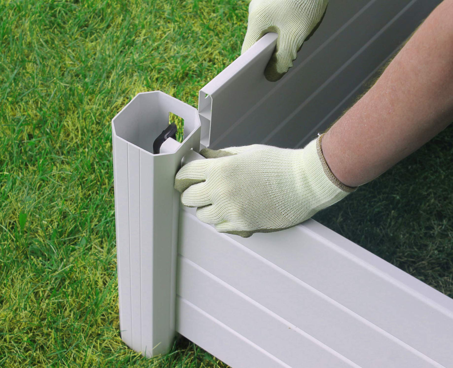 NuVue Products 26001 Premium Outdoor Raised Garden Bed for Growing Edible Plants and Flowers, BPA-Free Woodgrain Panel Elevated Planter Box, 48” L x 48” W x 15” H, White