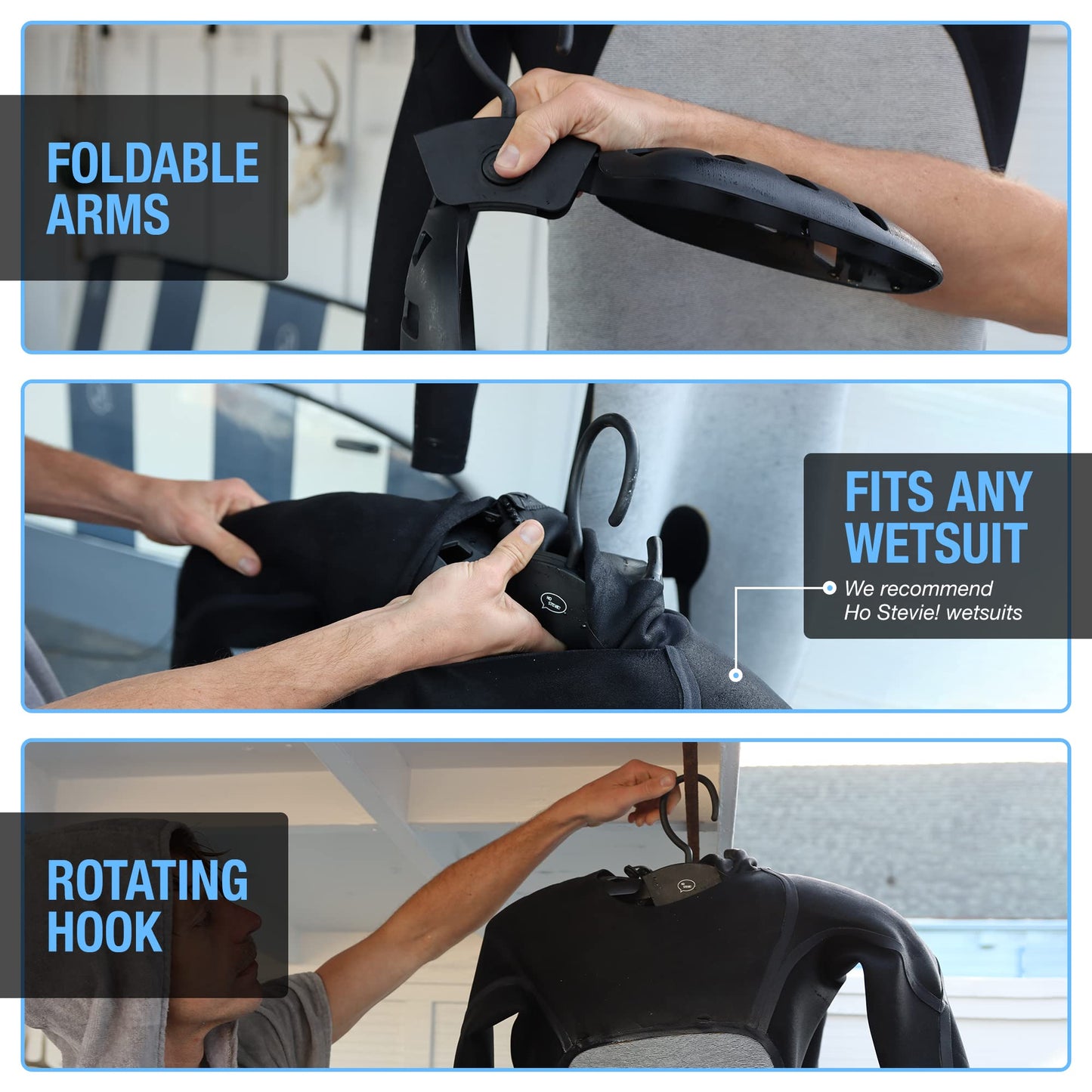 Ho Stevie! Wetsuit Hanger - Wet Suit Dries Faster, No Shoulder Stretching - Vented Shoulder Support Hanger for All Wetsuits