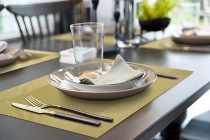 More Décor Dining Table Placemats, Washable Heat-Resistant PVC Vinyl Table Mats for Dining Room and Kitchen, Anti-Slip - Set of 4 -Gold