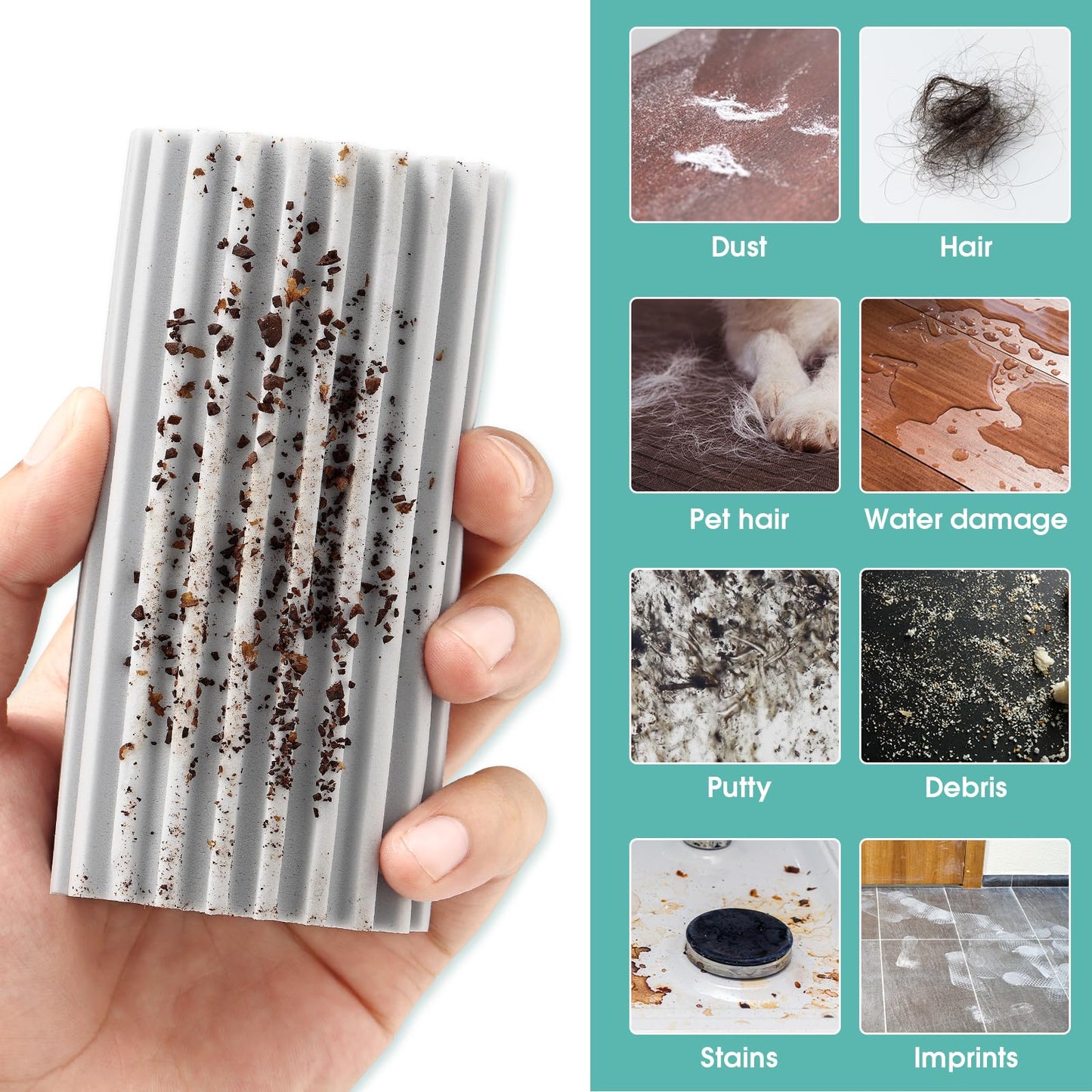 4 Pack Damp Dusting Sponge Duster, Grey Dust Cleaning Sponge, Reusable Household Cleaning Sponge Tool for Blinds, floorboards, Fan Blades, Vents, Glass, Railings, Mirrors