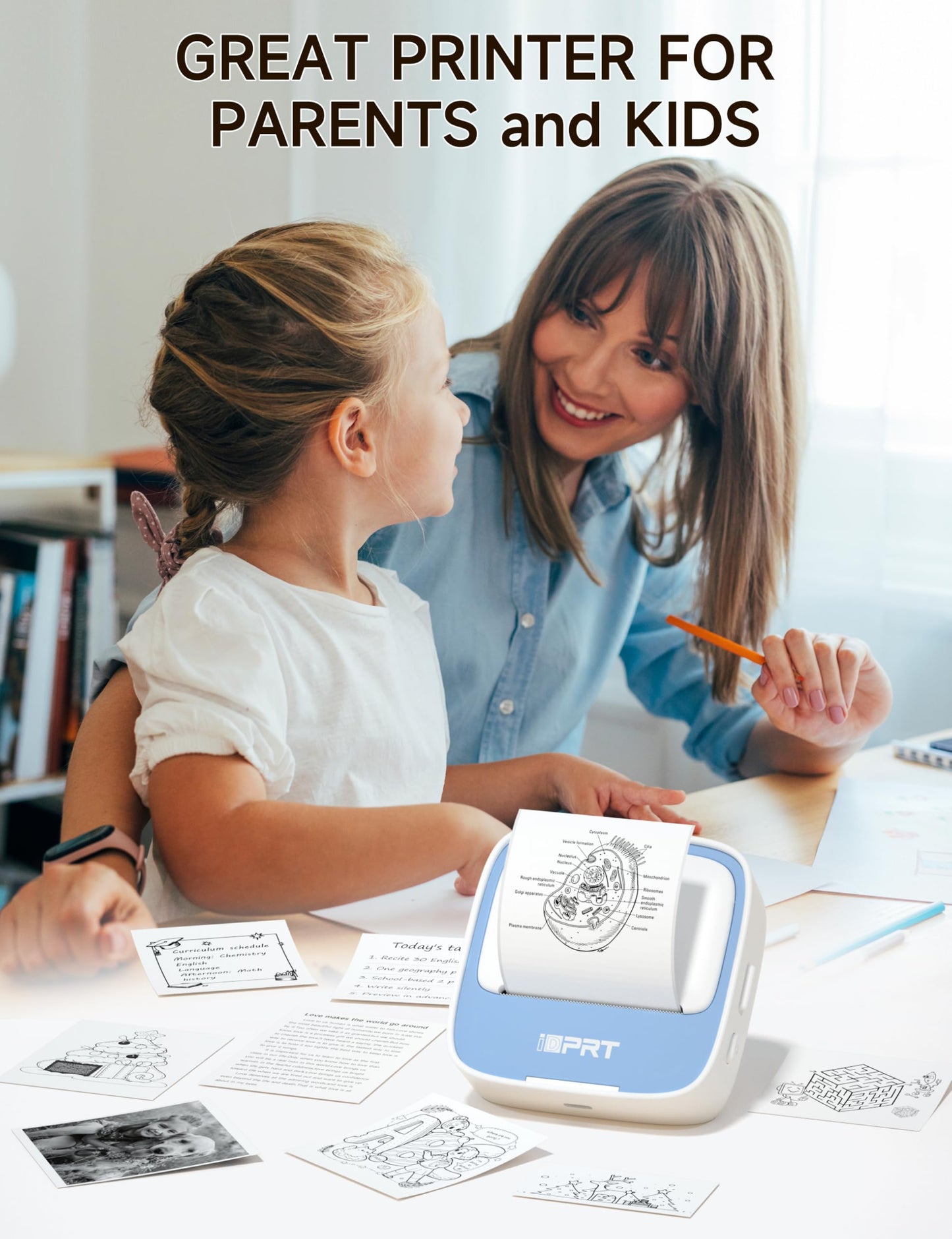 iDPRT Portable Sticker Maker Machine with 1 Roll Sticker Paper, Mini Printer Efficiently and Quickly, Thermal Printer for Study Notes, Pictures, DIY, Label, Free App with Multiple Templates, Blue