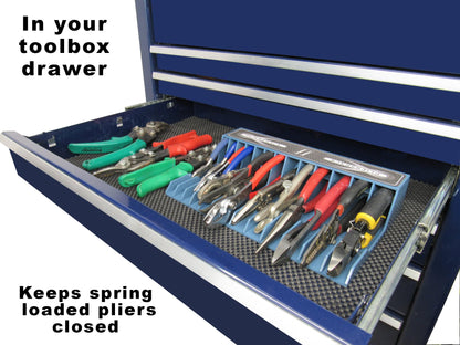 Plyworx Pliersrack PLR15 Plier Organizer - Sturdy Plastic 15 Pliers Holder For Tool Box or Pegboad Organization, Plier Rack Tool Organizers For Toolboxes And Storage