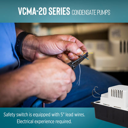 Little Giant VCMA-20ULS 115 Volt, 80 GPH, 1/30 HP Automatic Condensate Removal Pump for HVAC/Refrigeration Systems/Dehumidifiers with Overflow Detection Switch and 6-Foot Cord, White/Black, 554425