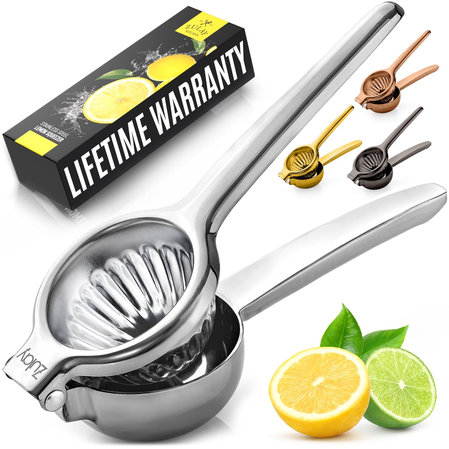 Lemon Squeezer Stainless Steel with Premium Quality Heavy Duty Solid Metal Squeezer Bowl - Large Manual Citrus Press Juicer and Lime Squeezer Stainless Steel - by Zulay Kitchen