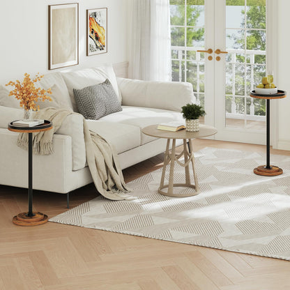 HOOBRO Small Round Side Table, Drink Table, Coffee Martini Table with Pedestal for Small Spaces in Living Room, Bedroom, Sofa Couch, Rustic Brown BF168BZ01