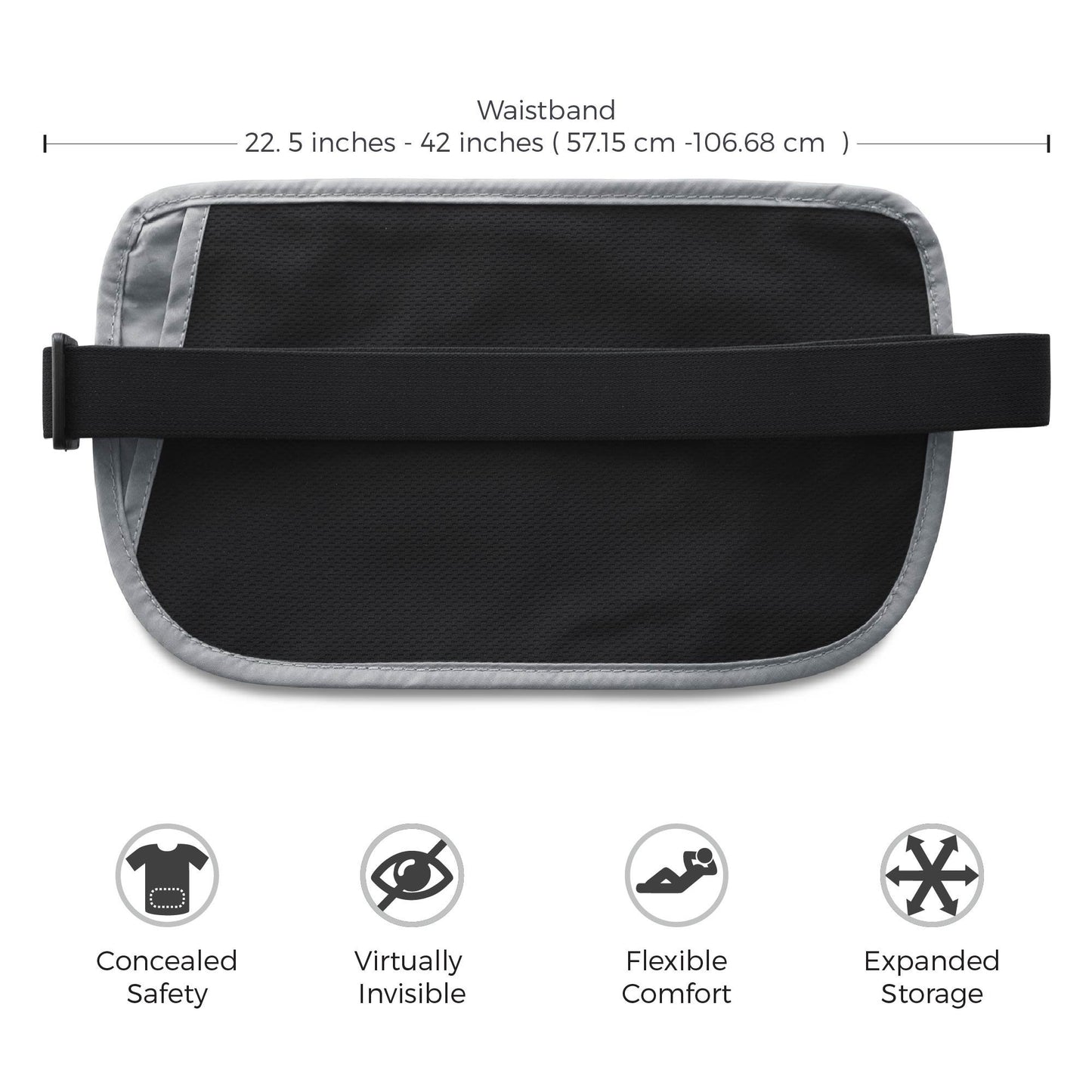 Money Belt for Secure Travel - RFID Blocking Slim Passport Holder - Hidden Waist Pouch for Cash, Credit Cards, Documents - Concealable Under Clothes, Water-Resistant Travel Belt for Men and Women