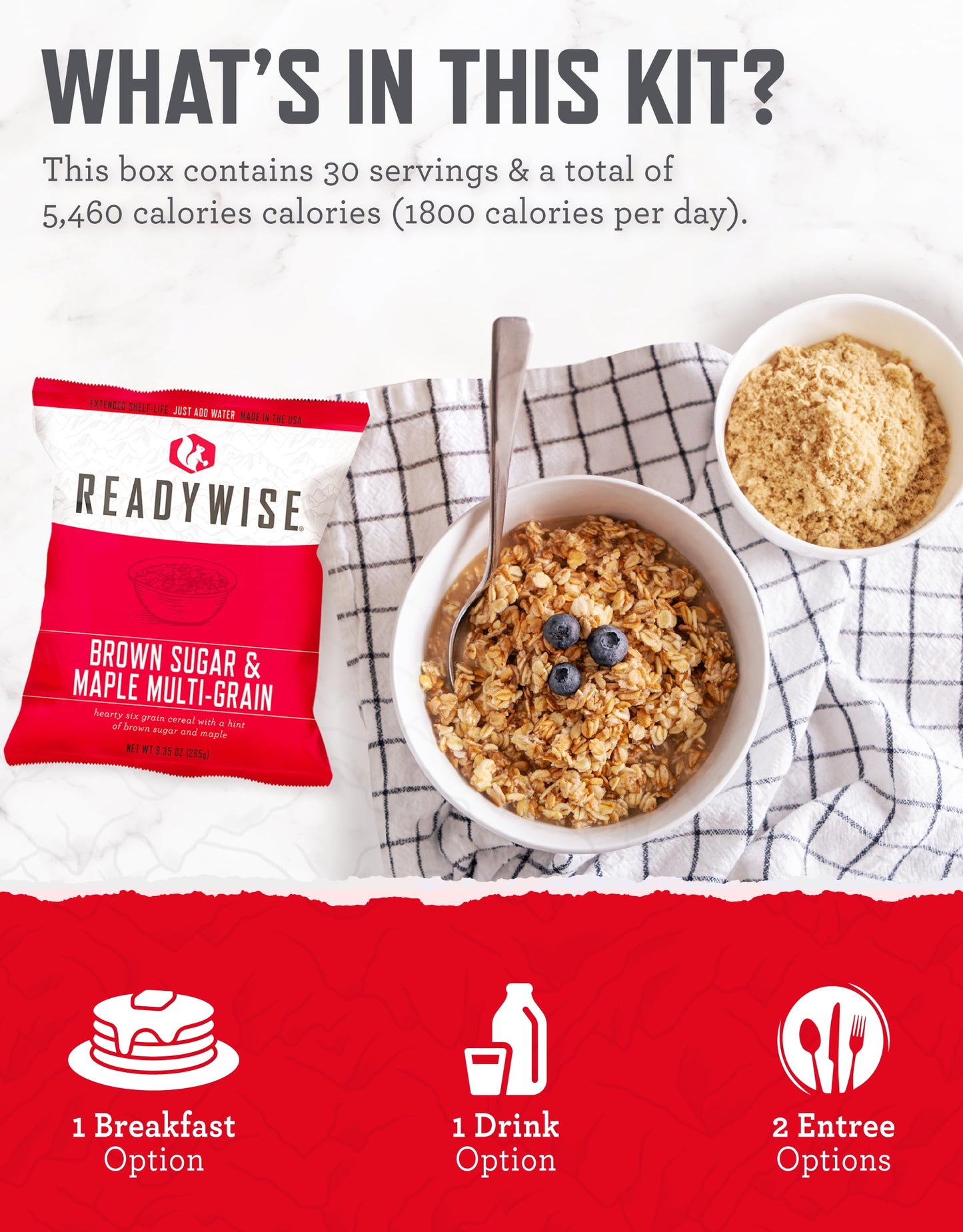 ReadyWise Emergency Food Supply - 72 Hour Survival Kit, 30 Servings of Protein Meals, Freeze Dried Food for Backpacking, Camping Essentials & Disaster Prepping Supplies, up to 25 Year Shelf Life