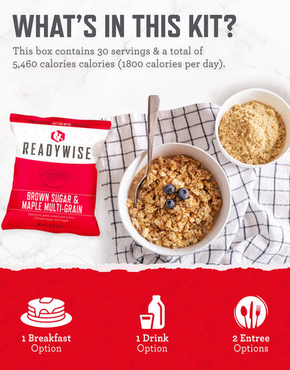 ReadyWise Emergency Food Supply - 72 Hour Survival Kit, 30 Servings of Protein Meals, Freeze Dried Food for Backpacking, Camping Essentials & Disaster Prepping Supplies, up to 25 Year Shelf Life