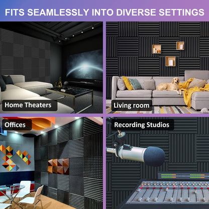 JBER 48 Pack Charcoal Acoustic Panels Studio Foam Wedges Fireproof Soundproof Padding Wall Panels 2.5 X 30 X 30cm/1" X 12" X 12"