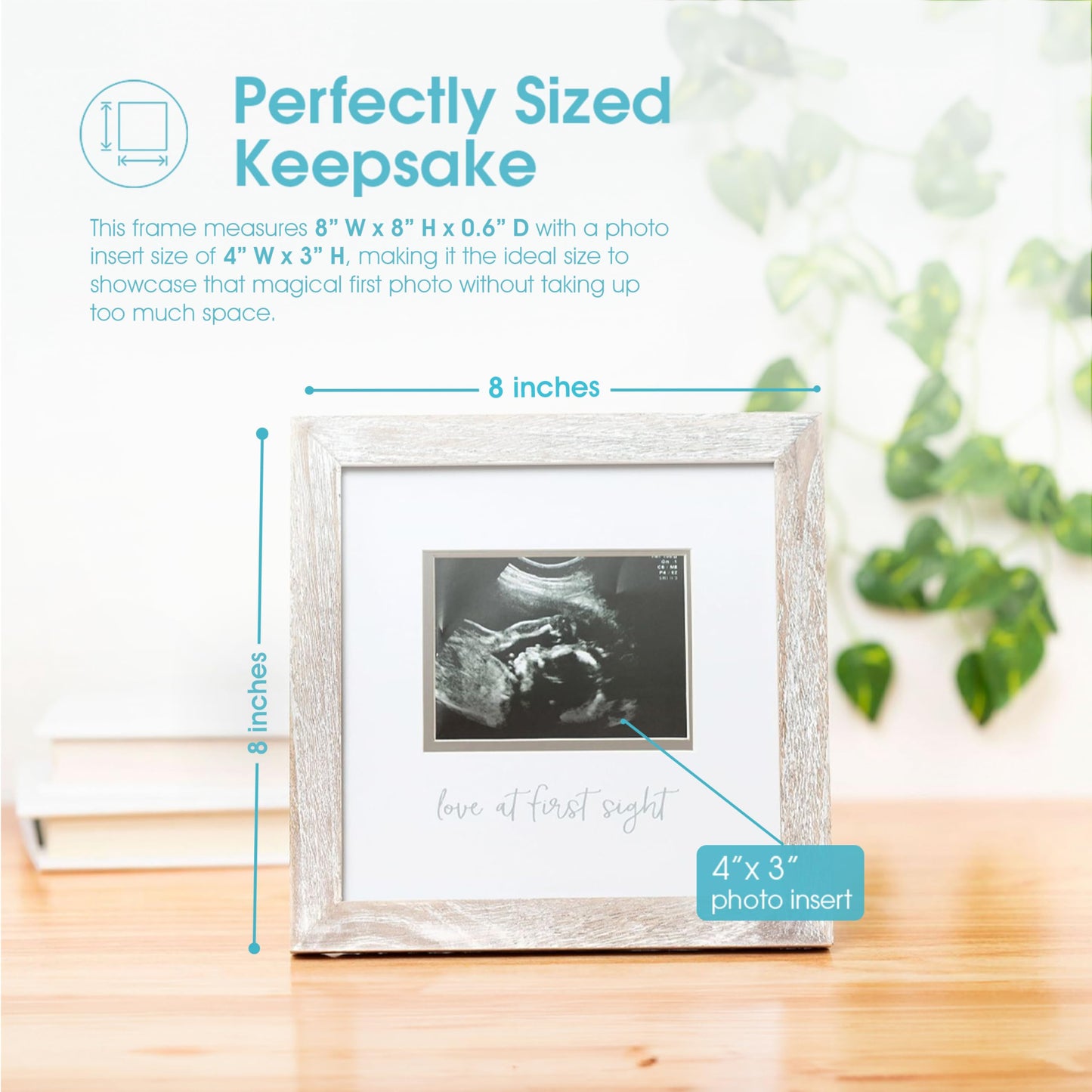 Pearhead Love at First Sight Sonogram Picture Frame, Gender Neutral Ultrasound Keepsake, Baby Gift for Expecting Parents, Ideal Pregnancy, Shower and Nursery Decor, 4” x 3” Photo Insert, Rustic