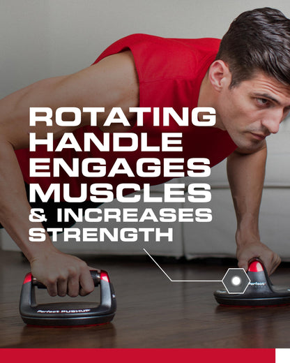 Perfect Pushup Elite - Rotating Handle Design with Steel Ball Bearings for Smooth, Effortless Handle Rotation - Ergonomic Grips, 8" Base & Textured, Non-Slip Bottom Treads - Supports up to 400lbs