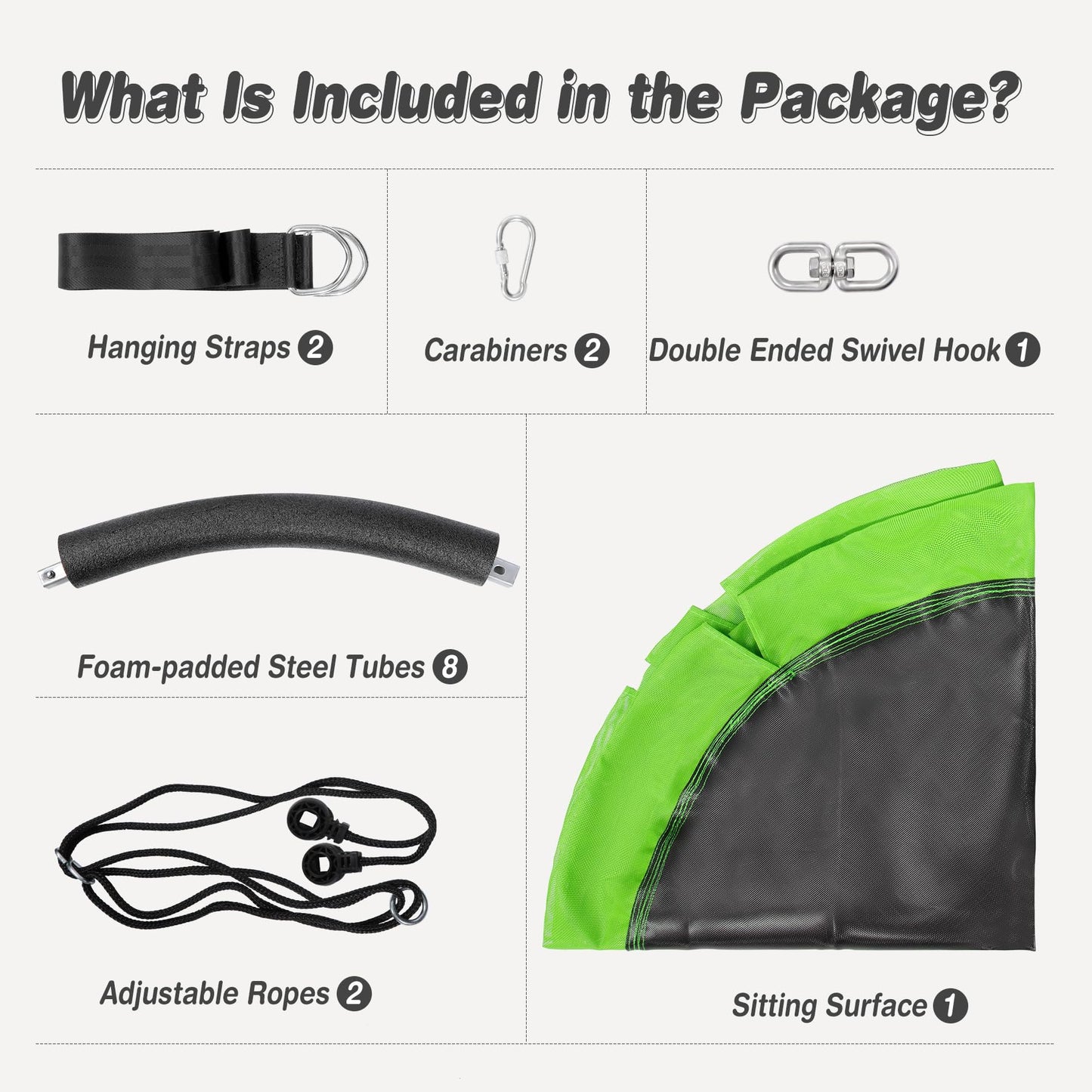 RedSwing 40" Flying Saucer Tree Swing for Kids Outdoor, Large Round Tire Swings for Trees and Swingset, Strong Heavy Duty for Outside Playground, 500LBS Weight Capacity, Green