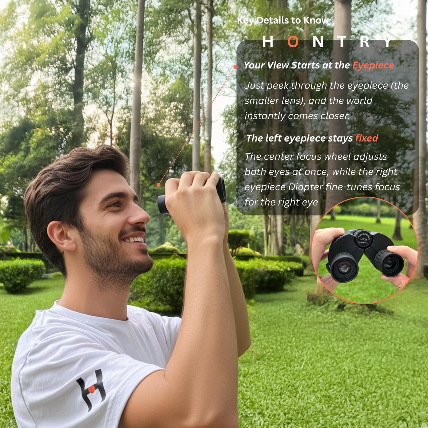 Hontry Binoculars for Adults and Kids, 10x25 Compact Binoculars for Bird Watching, Theater and Concerts, Hunting and Sport Games