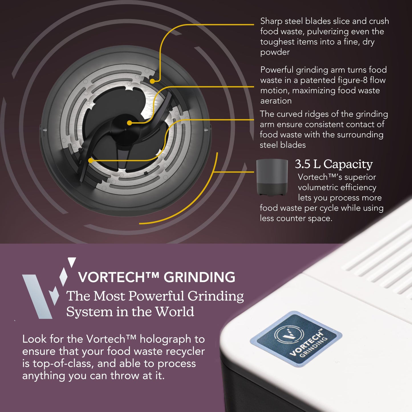 Food Cycler Eco 3 Compact Kitchen Food Recycler | Indoor Composter Bin Alternative | Electric Countertop Food Waste Disposer with Odorless 3.5L Indoor Food Waste Bin for Easy Waste Management | Grey