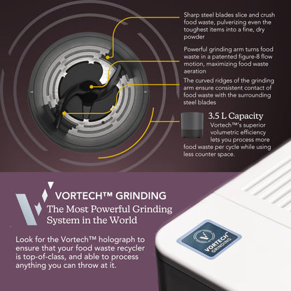 Food Cycler Eco 3 Compact Kitchen Food Recycler | Indoor Composter Bin Alternative | Electric Countertop Food Waste Disposer with Odorless 3.5L Indoor Food Waste Bin for Easy Waste Management | Grey