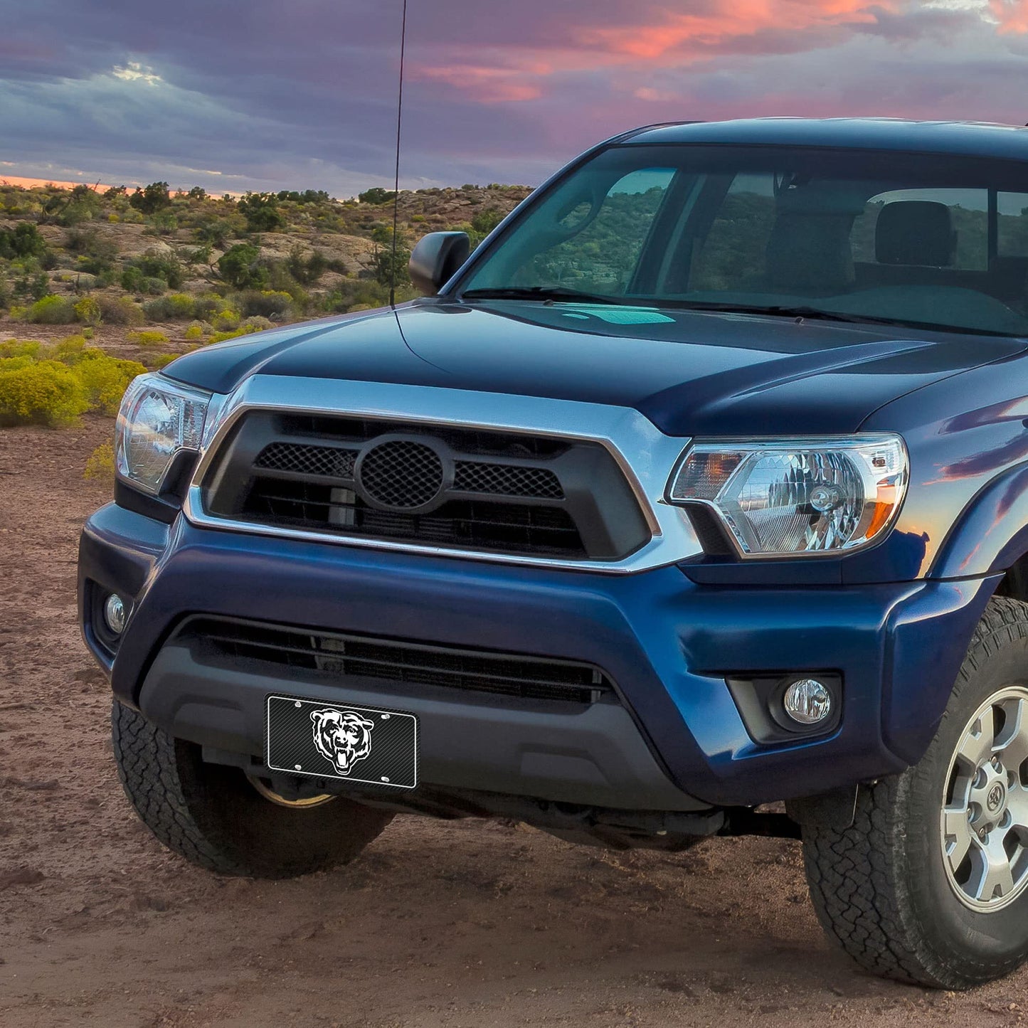 Rico Industries NFL Football Chicago Bears Carbon Fiber Metal Auto Tag 6" x 12" - Great For Truck/Car/SUV