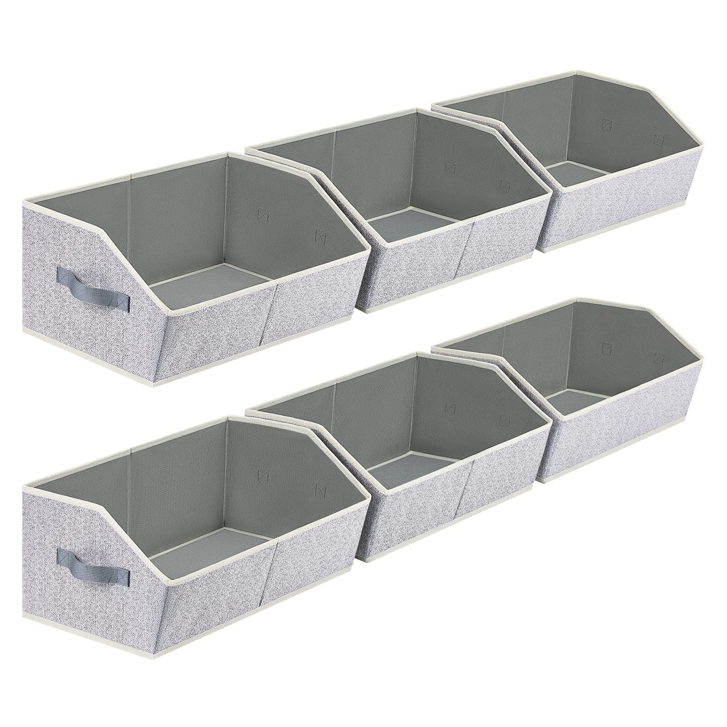 Homsorout Closet Organizers Bins 6 Packs - Large Closet Shelf Organizer with Handles, Fabric Trapezoid Storage Bins, Collapsible Storage Cubes for Clothes, Towels, Light Gray
