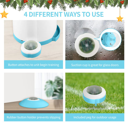 PETGEEK Dog Treat Dispenser with Button, Automatic Dog Feeder with Remote Control and Dual Power Supply, Dogs Puzzle Toys and Interactive Pet Stimulation Toys for Indoor/Outdoor Play (Blue)