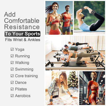 ADLIFE Adjustable Wrist Ankle Weights for Women Men Kids, 2 Lbs Wearable Arm Leg Weights Set of 2(1 Lb Each), Weighted Wristbands Exercise Weights for Walking Running Pilates Yoga Travel Pool Exercise Home Gym Workout-Black