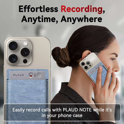 Magnetic Carrying Leather Case for PLAUD Note AI Voice Recorder – Thin Phone Wallet Attachment, Compatible with All Phone Sizes Blue (Original Equipment Included, No Additional Purchases Needed)