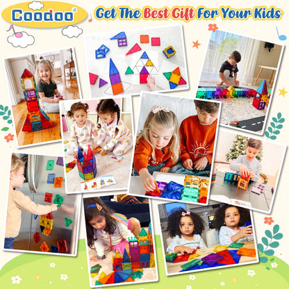60 PCS Magnetic Building Tiles Kids Toys STEM Magnetic Blocks Sensory Toys Kids Games Magnet Building Toy for Boys and Girls Aged 3+, Kid Brain Development Preschool Kindergarten Toddler Toy