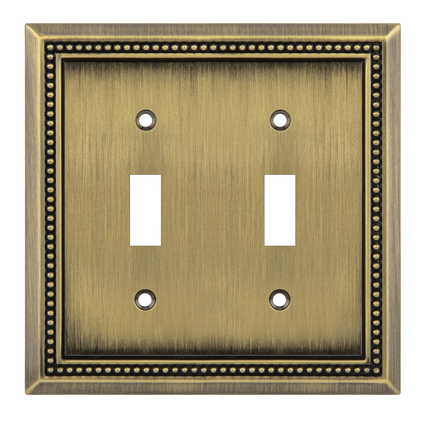 Henne Bery Sunken Pearls Heavy Duty Decorative Wall Plate Switch Plate Outlet Cover (Double Toggle, Antique Brass)