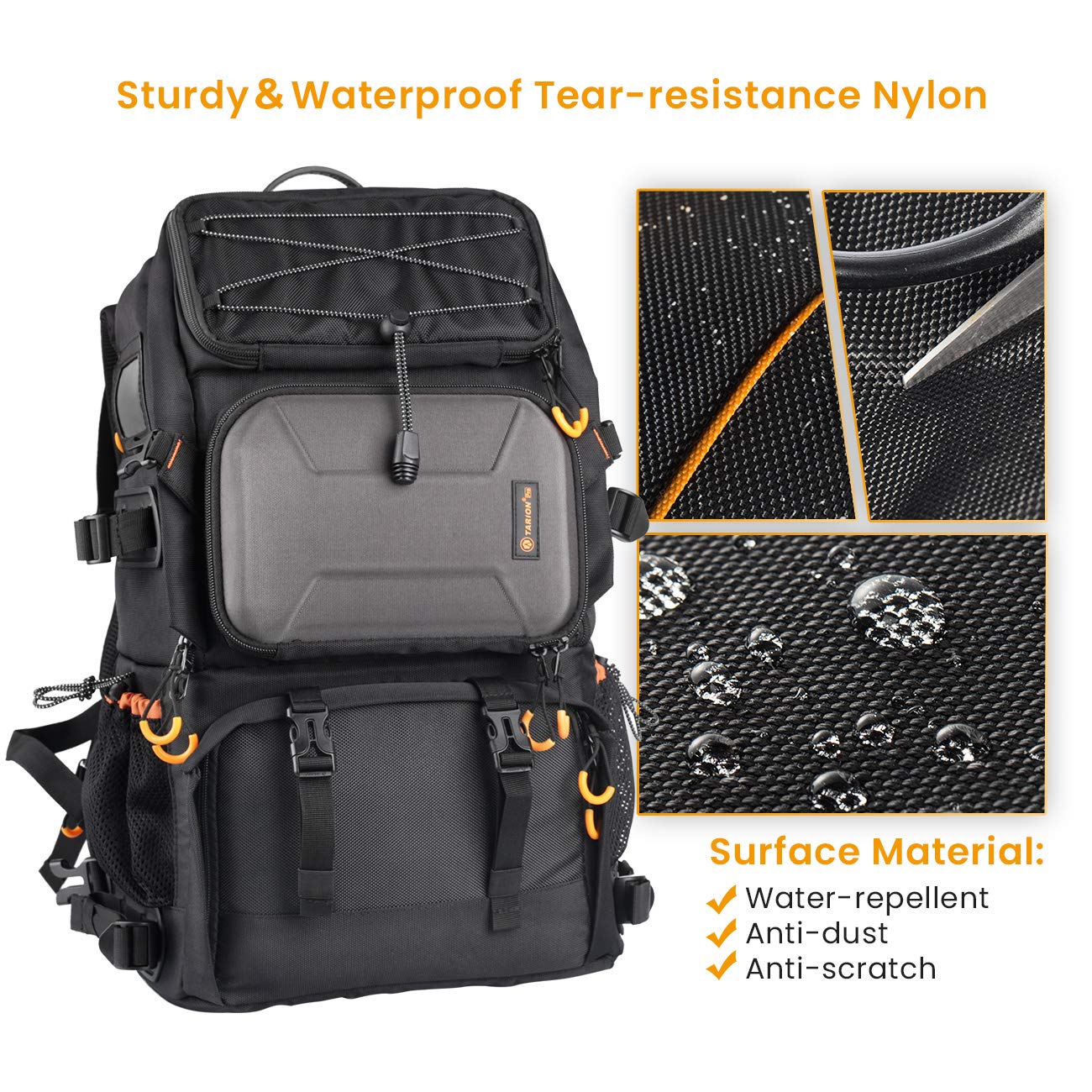 TARION Large Waterproof Camera Backpack - 2 in 1 Professional Camera Bags for Photographers with 15.6" Laptop Compartment & Raincover & Tripod Holder (PB01)