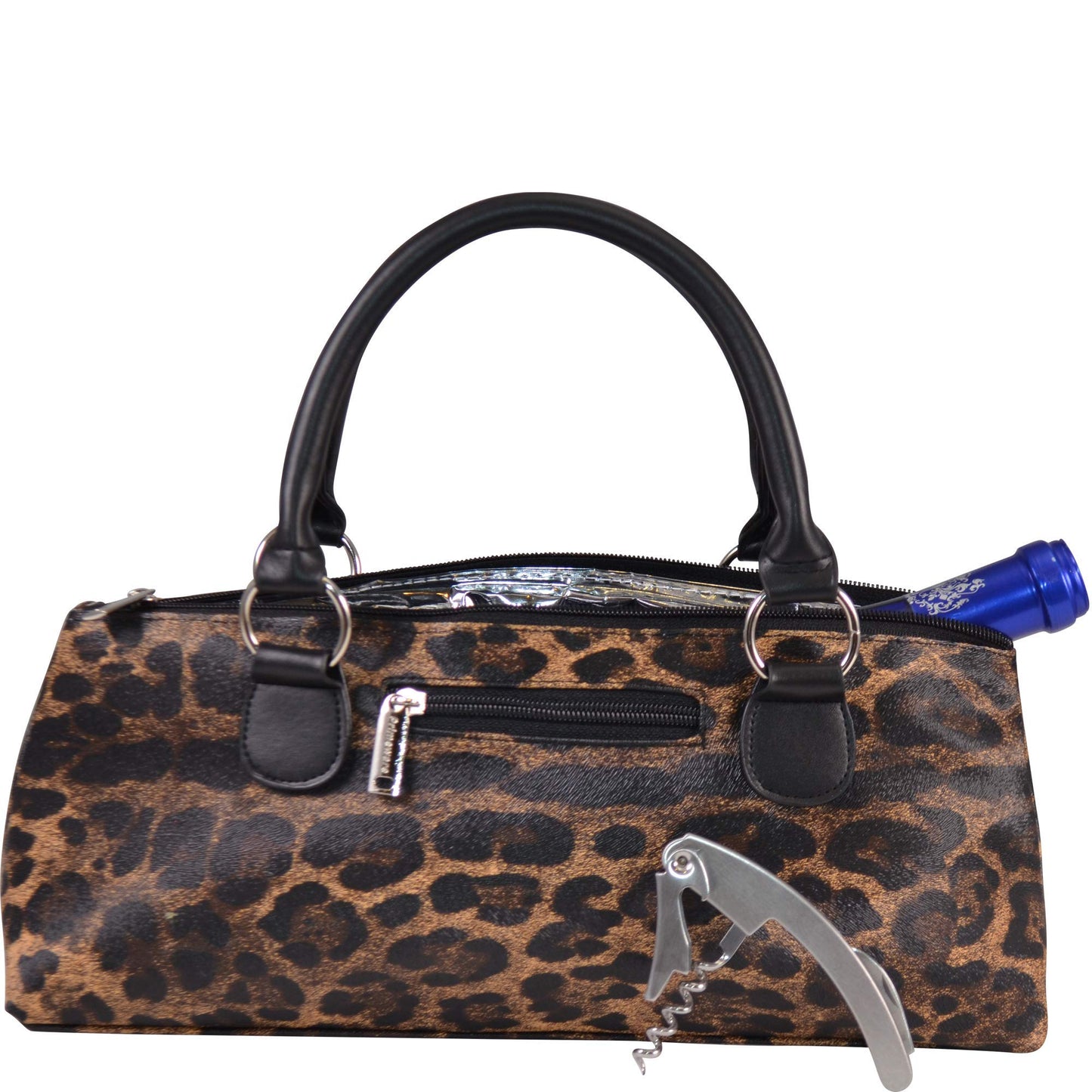 Primeware Wine Clutch Bag (Thermal Insulated) Trendy Women’s Carry Tote | Holds Red & White 750mL Bottles | Trendy Fashion | Incl. Portable Waiter-Style Corkscrew (Cougar)