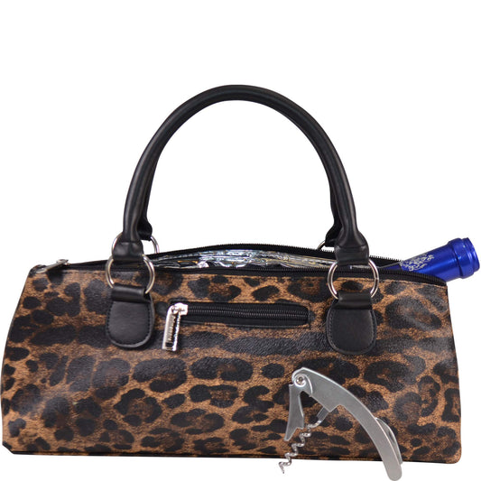 Primeware Wine Clutch Bag (Thermal Insulated) Trendy Women’s Carry Tote | Holds Red & White 750mL Bottles | Trendy Fashion | Incl. Portable Waiter-Style Corkscrew (Cougar)
