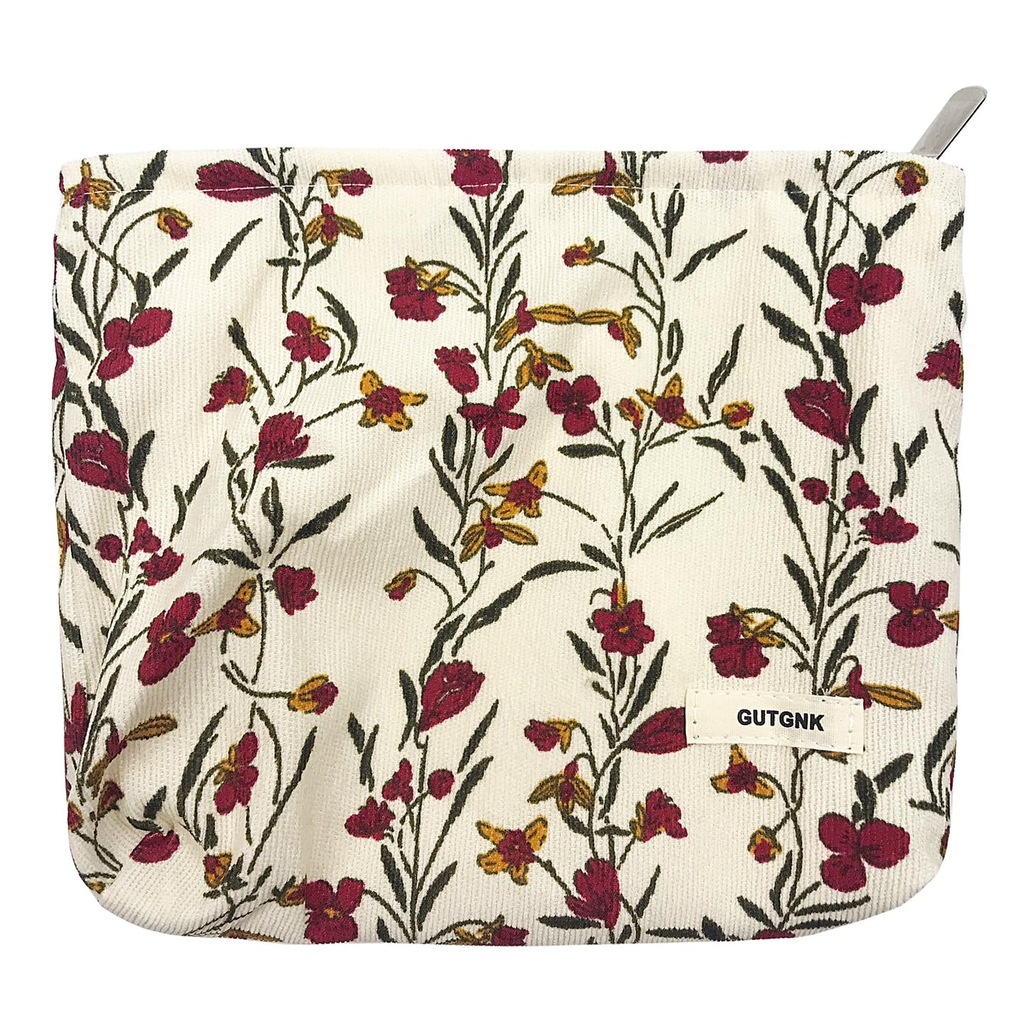 GUTGNK Corduroy Ladies Cosmetic Bag, Large Capacity Canvas Cosmetic Bag Travel Toiletry Bag Accessories Organizer, Morning Glory