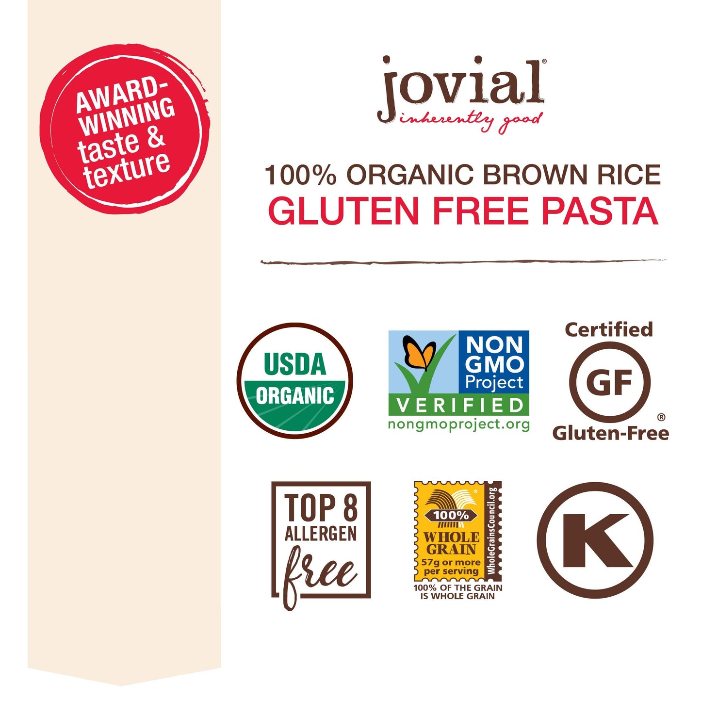 Jovial, Pasta Farfalle Brown Rice Organic, 12 Ounce